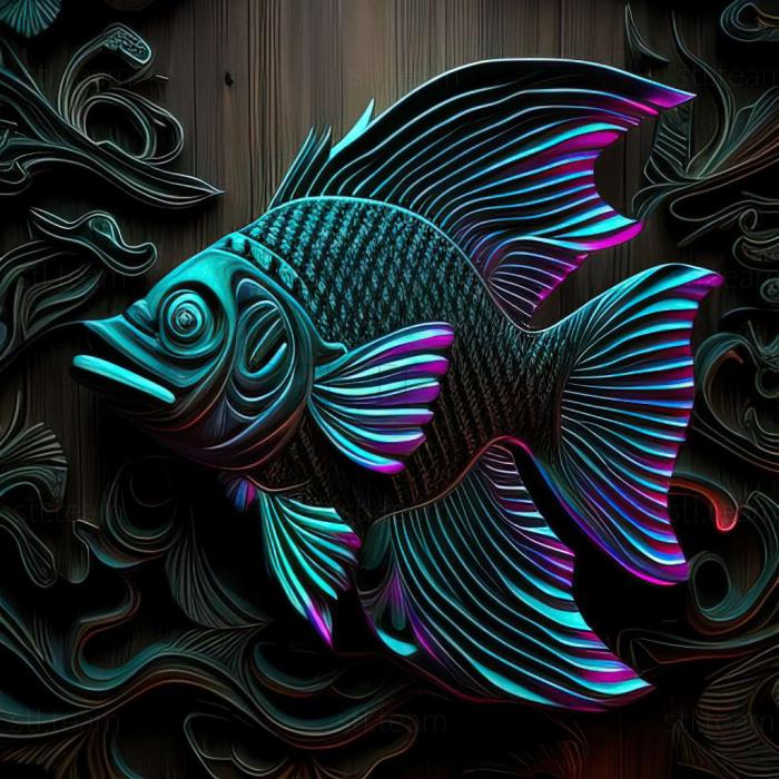 3D модель Чорна неонова рибка (STL)